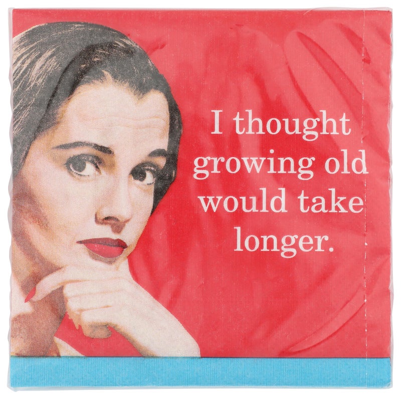 Design Design Growing Old Cocktail Napkins, 5", Red